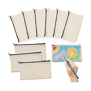 10 pack blank diy craft bag cotton canvas pen pencil case – multipurpose travel black zipper bags makeup bag invoice bill bag gift bags