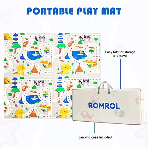 71" x 79" Extra Large Foldable Baby Play Mat，Romrol Upgraded Tear Foam Proof Crawling Mat with Travel Bag Suitable for Indoor and Outdoor Use，Waterproof Playmat Suitable for Babies,Toddlers, Infants