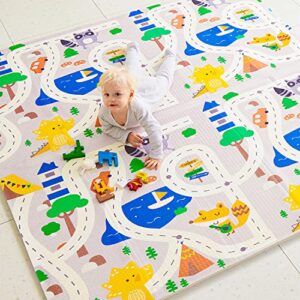 71" x 79" Extra Large Foldable Baby Play Mat，Romrol Upgraded Tear Foam Proof Crawling Mat with Travel Bag Suitable for Indoor and Outdoor Use，Waterproof Playmat Suitable for Babies,Toddlers, Infants