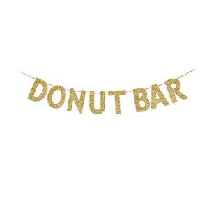 donut bar banner, donut theme party sign, kids/children birthday decors, wedding/engagement/baby shower sign garland gold gliter paper