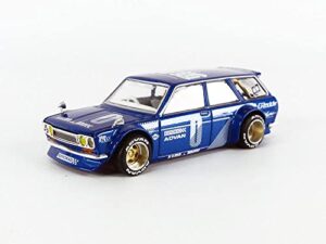 mini gt 1971 datsun 510 wagon right hand drive blue met. (designed by jun imai) kaido house special 1/64 diecast model car by true scale miniatures khmg011