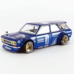 MINI GT 1971 Datsun 510 Wagon Right Hand Drive Blue Met. (Designed by Jun Imai) Kaido House Special 1/64 Diecast Model Car by True Scale Miniatures KHMG011