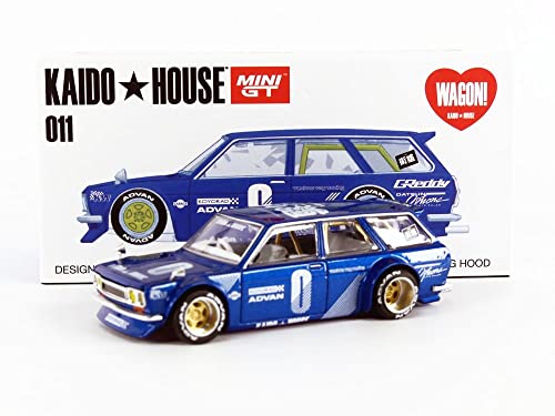 MINI GT 1971 Datsun 510 Wagon Right Hand Drive Blue Met. (Designed by Jun Imai) Kaido House Special 1/64 Diecast Model Car by True Scale Miniatures KHMG011