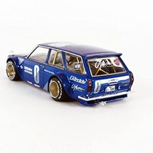 MINI GT 1971 Datsun 510 Wagon Right Hand Drive Blue Met. (Designed by Jun Imai) Kaido House Special 1/64 Diecast Model Car by True Scale Miniatures KHMG011