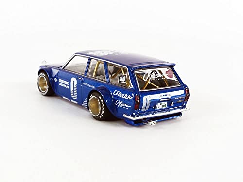 MINI GT 1971 Datsun 510 Wagon Right Hand Drive Blue Met. (Designed by Jun Imai) Kaido House Special 1/64 Diecast Model Car by True Scale Miniatures KHMG011