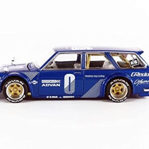 MINI GT 1971 Datsun 510 Wagon Right Hand Drive Blue Met. (Designed by Jun Imai) Kaido House Special 1/64 Diecast Model Car by True Scale Miniatures KHMG011