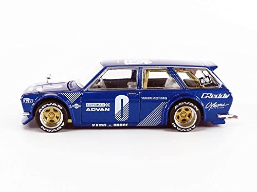 MINI GT 1971 Datsun 510 Wagon Right Hand Drive Blue Met. (Designed by Jun Imai) Kaido House Special 1/64 Diecast Model Car by True Scale Miniatures KHMG011