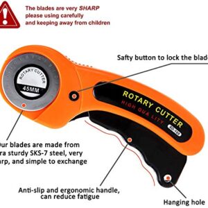 Swiftrans 90 PCS Rotary Cutter Kit, 45mm Rotary Cutter Tool Kit with 5 Extra Blades, A4 Cutting Mat, Patchwork Ruler, Carving Knife, Storage Bag Ideal Craft Supplies Set for Fabric Sewing and Quilting