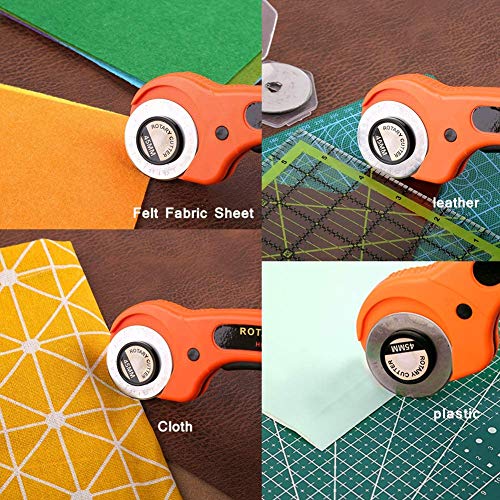 Swiftrans 90 PCS Rotary Cutter Kit, 45mm Rotary Cutter Tool Kit with 5 Extra Blades, A4 Cutting Mat, Patchwork Ruler, Carving Knife, Storage Bag Ideal Craft Supplies Set for Fabric Sewing and Quilting