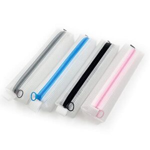 wolunsi plastic pen bag pencil case makeup tool bag storage pouch purse 4 colors/ package