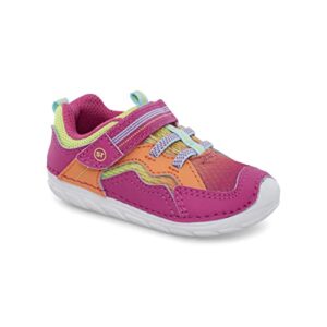 stride rite baby girls soft motion kylo athletic sneaker, pink/neon, 3.5 wide infant