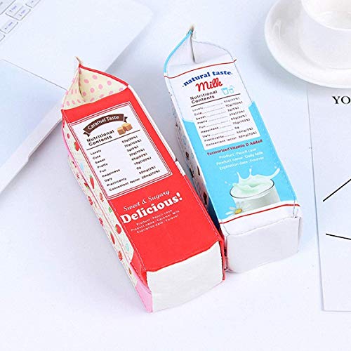 Funny live 2Pcs Creative Milk Cartons Pencil Case Waterproof PU Pen Bag Pencil Holder Stationery Organizer