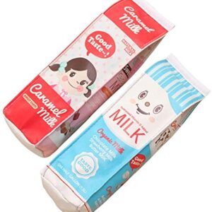 Funny live 2Pcs Creative Milk Cartons Pencil Case Waterproof PU Pen Bag Pencil Holder Stationery Organizer