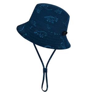 baby sun hat for boy girl toddler,kids summer upf 50+ uv protection hat wide brim beach bucket cap（6-12 months,navy-dinosaurs