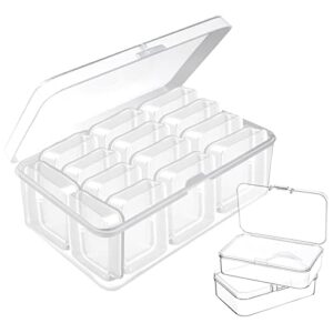 skyvan 14pcs mini clear plastic beads storage box small empty organizer box with hinged lid for storage of small items, jewelry,hardware,diy art craft accessory（2.56 x 1.77 x 0.79 in
