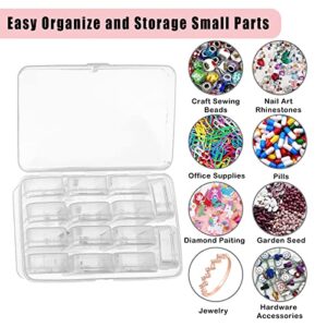 SKYVAN 14pcs Mini Clear Plastic Beads Storage Box Small Empty Organizer Box with Hinged Lid for Storage of Small Items, Jewelry,Hardware,DIY Art Craft Accessory（2.56 x 1.77 x 0.79 in