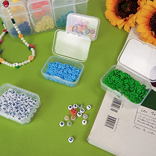 SKYVAN 14pcs Mini Clear Plastic Beads Storage Box Small Empty Organizer Box with Hinged Lid for Storage of Small Items, Jewelry,Hardware,DIY Art Craft Accessory（2.56 x 1.77 x 0.79 in