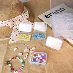 SKYVAN 14pcs Mini Clear Plastic Beads Storage Box Small Empty Organizer Box with Hinged Lid for Storage of Small Items, Jewelry,Hardware,DIY Art Craft Accessory（2.56 x 1.77 x 0.79 in