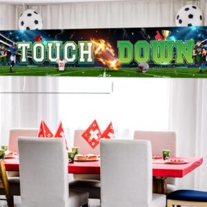 Large Football Themed Birthday Party Banner Fabric Football Scene for Touch Down Football Party Supplies Super Bowl Party Decorations Football Field Photo Booth Backdrop Banner…