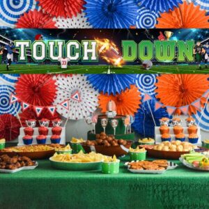 Large Football Themed Birthday Party Banner Fabric Football Scene for Touch Down Football Party Supplies Super Bowl Party Decorations Football Field Photo Booth Backdrop Banner…