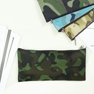 Funny live 4 pieces Camouflage Pencil Cases Marker Case Pen Bag, Flat Minimalist Zipper Bag,Durable Canvas Stationery Bag Pencil Organizer,7.5 x 3.7 inches