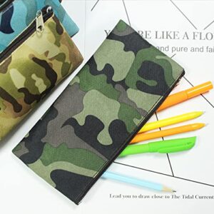 Funny live 4 pieces Camouflage Pencil Cases Marker Case Pen Bag, Flat Minimalist Zipper Bag,Durable Canvas Stationery Bag Pencil Organizer,7.5 x 3.7 inches