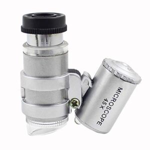 45x mini pocket microscope portable magnifying glass with 2 led lights for jewelry antiques
