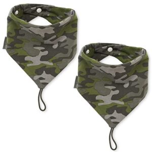 booginhead baby bandana pacifier holder cotton bibs 2-pack, camouflage