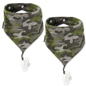 BooginHead Baby Bandana Pacifier Holder Cotton Bibs 2-Pack, Camouflage