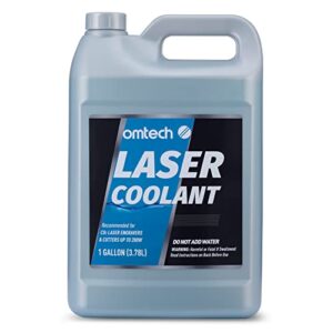 omtech co2 laser coolant non conductive liquid cooler heat transfer fluid for laser engraver water chiller, prediluted antifreeze coolant for laser tubes, 1 gal blue transparent water cooling solution