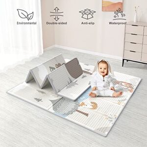 fodoss baby play mat, 47x47inch play mat, 0.4 in thick waterproof playmat for babies, foldable play mat for small baby playpen, small spaces