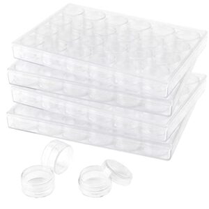 seunmuk 4 sets 24 grids embroidery diamond storage box, clear plastic bead storage containers, diamond painting storage containers for diy art crafts diamond bead nail