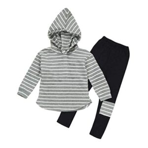 modntoga toddler kids girl striped long sleeve hoodie pants outfits winter sweatpants for 2-6y (gray, 120 (5t))