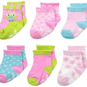 Little Me baby girls Variety Little Me 6 Pack Newborn Girl Socks Happy Owl Multi, Happy Owl, 12-18 Months US