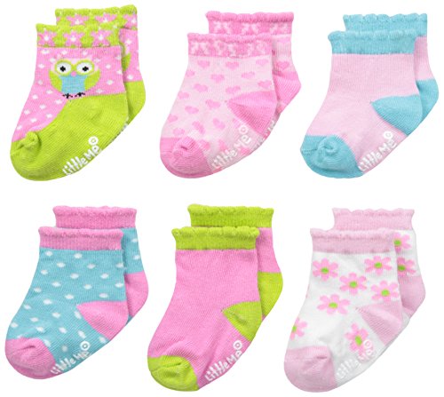 Little Me baby girls Variety Little Me 6 Pack Newborn Girl Socks Happy Owl Multi, Happy Owl, 12-18 Months US