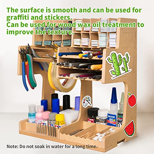 Bucasso Model Paint Rack, Model Tool Storage Rack, MDF Material, Wooden Paint Organizer, Brush Storage, Dedicated Paint Rack, Brush/Tool Holder, Suitable for Tamiya GSI AV Paints and Model Tools, GK1