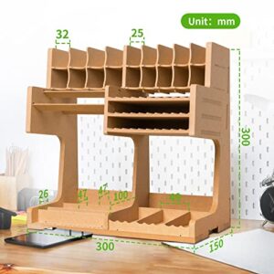 Bucasso Model Paint Rack, Model Tool Storage Rack, MDF Material, Wooden Paint Organizer, Brush Storage, Dedicated Paint Rack, Brush/Tool Holder, Suitable for Tamiya GSI AV Paints and Model Tools, GK1