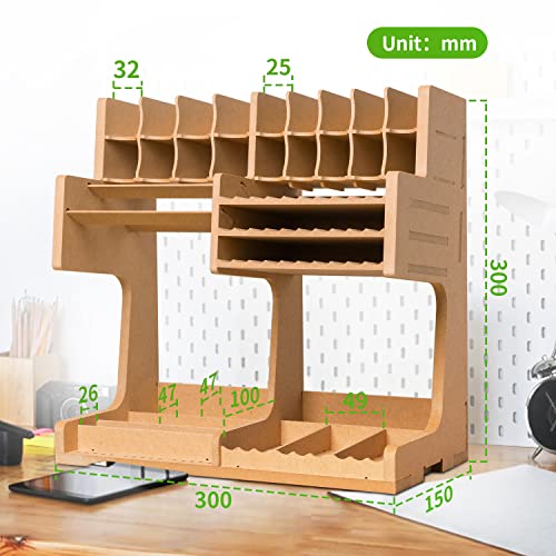 Bucasso Model Paint Rack, Model Tool Storage Rack, MDF Material, Wooden Paint Organizer, Brush Storage, Dedicated Paint Rack, Brush/Tool Holder, Suitable for Tamiya GSI AV Paints and Model Tools, GK1