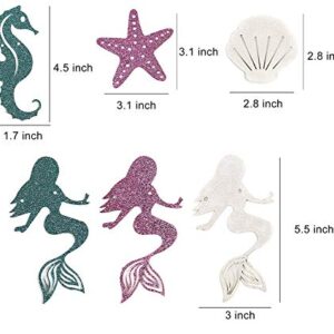 Mermaid Happy Birthday Banner, Mermaid Starfish Seashell Seahorse Banner, Under The Sea Mermaid Theme Party Decoration