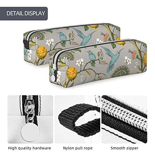 Lemon Tree Bird Pencil Case Pen Pouch Simple Carrying Box for Women Adult With Smooth Zipper Durable Lightweight for Office Organizer Storage Bag