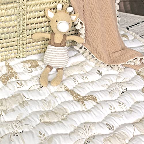 Crane Baby Activity Mat, Infant and Baby Quilted Playmat for Boys and Girls, Safari Animal, 40” x 40”