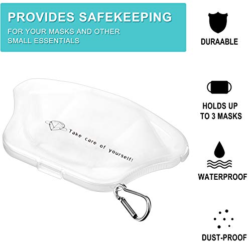 5 Pack Face Covering Storage Case Plastic Portable Face Covering Box Waterproof Reusable Organizer Box with Metal Ring, Portable Face Covering Holder Bag Keeper, Each Fits 3 Face Coverings