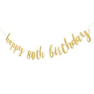 Happy 80th Birthday Banner - 80th Birthday Banner，80 Banner Gold，80th Anniversary Banner Gold，80th Birthday Banner for Women/men，happy 80th Birthday Banner Party Decorations