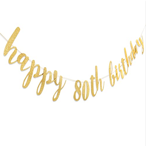 Happy 80th Birthday Banner - 80th Birthday Banner，80 Banner Gold，80th Anniversary Banner Gold，80th Birthday Banner for Women/men，happy 80th Birthday Banner Party Decorations