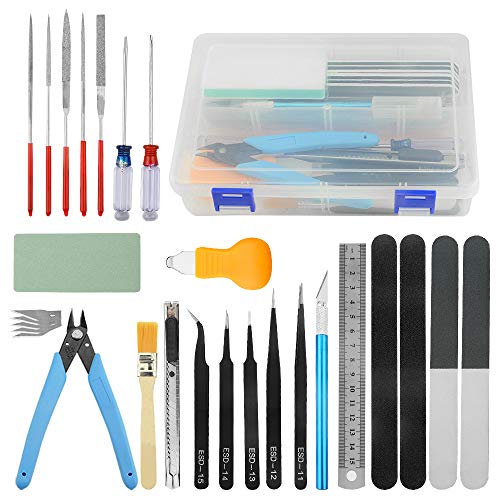 XINGYHENG 28Pcs Modeler Basic Tools Craft Set Compatible with Gundam Model Tools Kit with Plastic Box Hobby Model Assemble Building Repairing and Fixing DIY Craft Kit