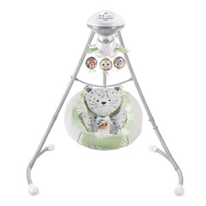 ​fisher-price snow leopard baby swing, dual-motion newborn seat with music, sounds, and motorized mobile