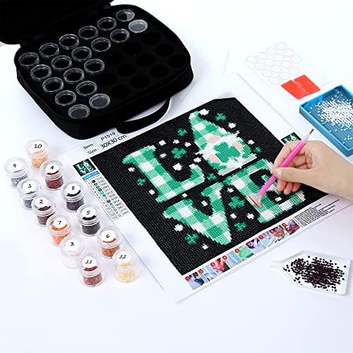 SHUIBIAN 30 Slot Diamond Painting Storage Containers, Diamond Painting Accessories, 5D Diamond Painting Kits with Tools, Shockproof Jars Suitable for DIY Art Craft Jewelry Bead Rhinestones Organizer