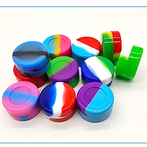 Silicone containers 10 Pcs Silicone Round Wax Concentrate Containers Non-Stick Silicone Oil Storage Jar Mini Container for Multi Use - Wax, Skin Cream, Paint, Jewelry, Beads, Spices and More(2ml)