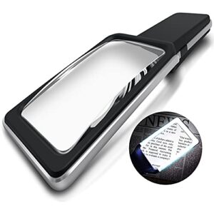 4x large magnifying glass with [10 anti-glare & fully dimmable leds]-evenly lit viewing area-the best lighted magnifier for reading small fonts, low vision seniors, macular degeneration, inspection