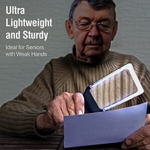 4X Large Magnifying Glass with [10 Anti-Glare & Fully Dimmable LEDs]-Evenly Lit Viewing Area-The Best Lighted Magnifier for Reading Small Fonts, Low Vision Seniors, Macular Degeneration, Inspection